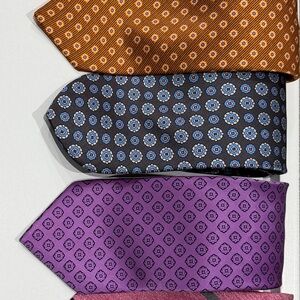 Dolcepunta wardrobe set of 7 men’s ties- Orange, Blue, and Purple, pink